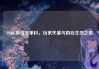 PUBG排位无单排，玩家失落与游戏生态之思