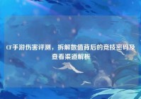 CF手游伤害评测，拆解数值背后的竞技密码及查看渠道解析