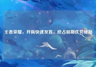 王者荣耀，开局快速发育，抢占前期优势秘籍