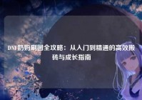 DNF奶妈刷图全攻略：从入门到精通的高效搬砖与成长指南