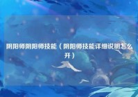 阴阳师阴阳师技能（阴阳师技能详细说明怎么开）